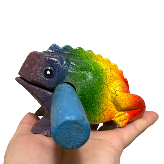 4" Large Rainbow Frog Musical Frog Percussion Instrument