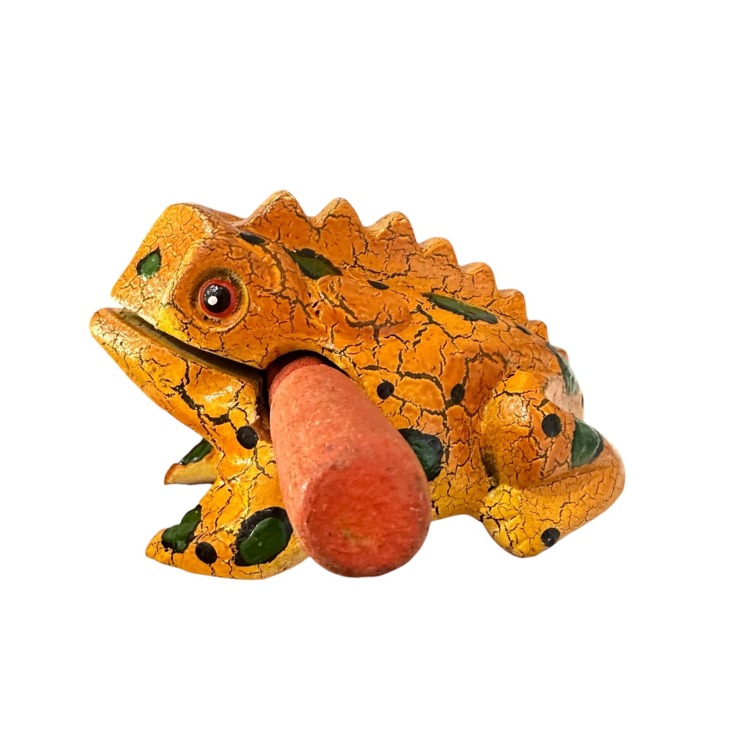 3" Wooden Musical Frog - Tomato Design (Percussion Instrument)