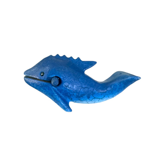 Dark Blue Wooden Musical Whistle Dolphin Percussion Instrument