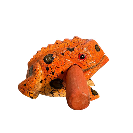 4" Large Orangy Frog Musical Frog Percussion Instrument