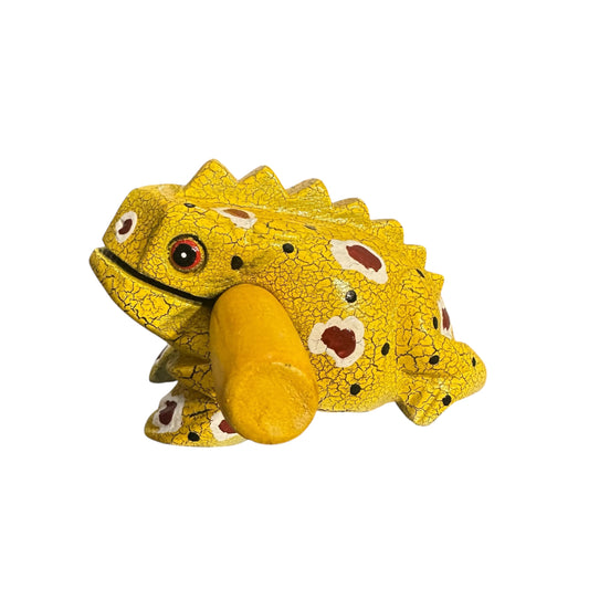 4" Large Mustard Frog Musical Frog Percussion Instrument