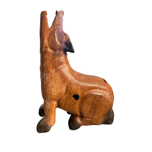 7" Dark Oak Wolf Musical Whistle Instrument