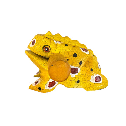 2" Wooden Musical Frog - Mustard Design (Percussion Instrument)