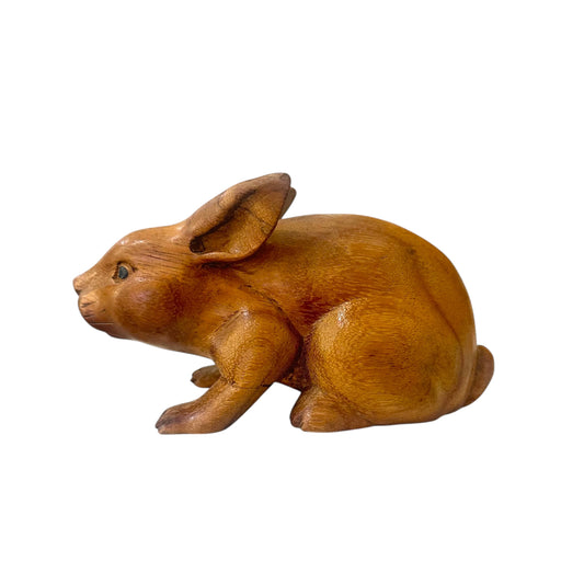 Earth Bunny – Hand-Carved Wooden Rabbit Figurin Large Size
