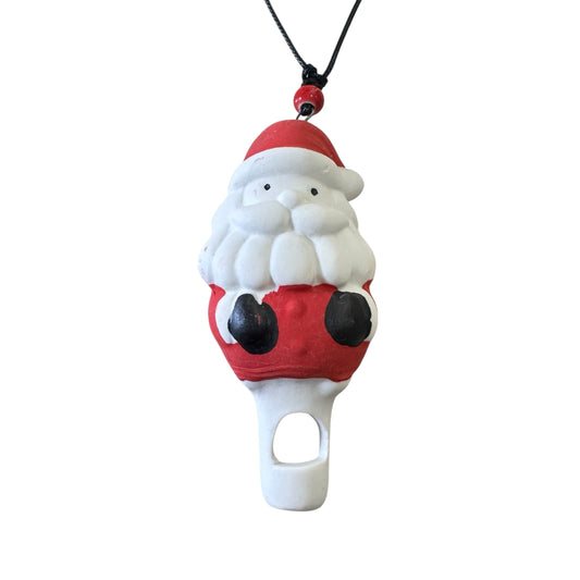 Ceramic Santa Whistle Necklace, Hand-Painted Christmas Pendant