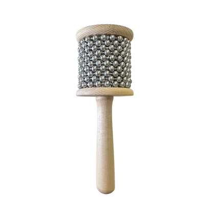 Wooden Cabasa Hand Percussion – Natural Wood Rhythm Instrument with Metal Beads, Latin Music Shaker