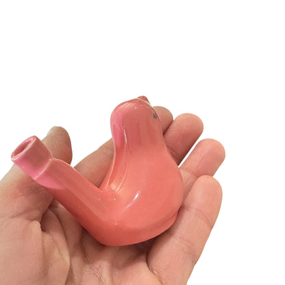 Ceramic Water Whistle Wind Instrument Rose Bird