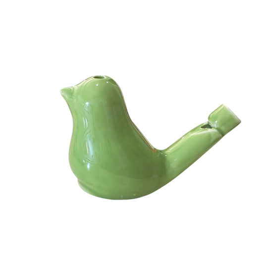 Ceramic Water Whistle Wind Instrument Green Bird