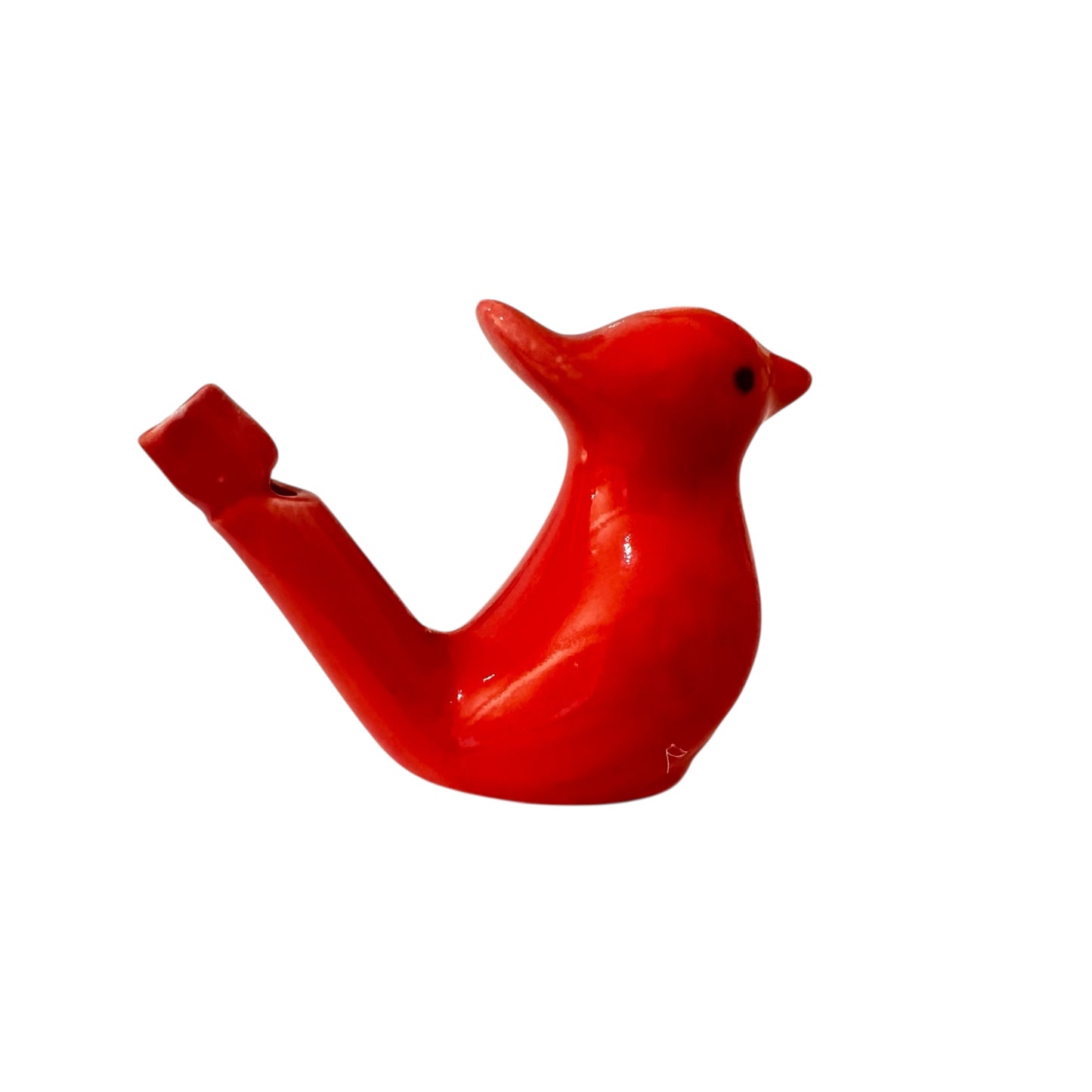Ceramic Water Whistle Wind Instrument Red Crest Bird