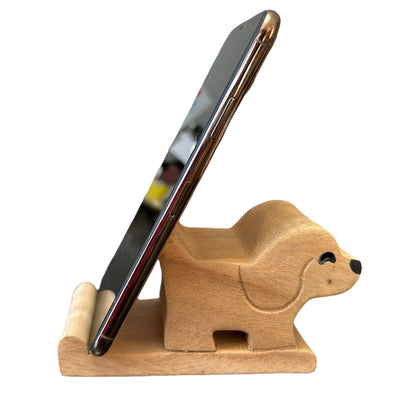 Wooden Basset Hound Phone Holder