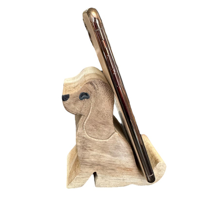 Wooden Beagle Phone Holder
