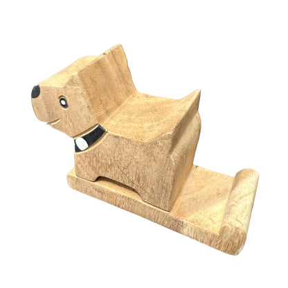 Wooden Dog Terrier Cellphone Holder