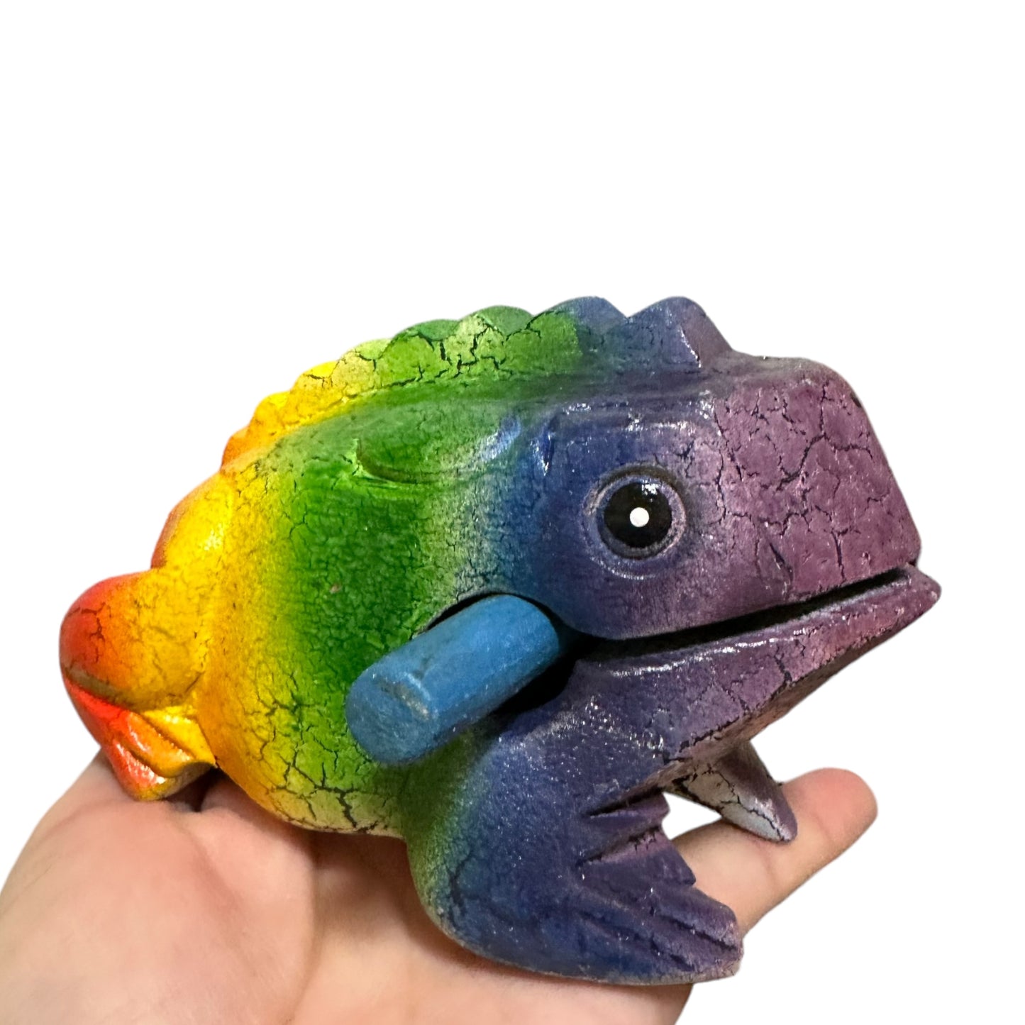 4" Large Rainbow Frog Musical Frog Percussion Instrument