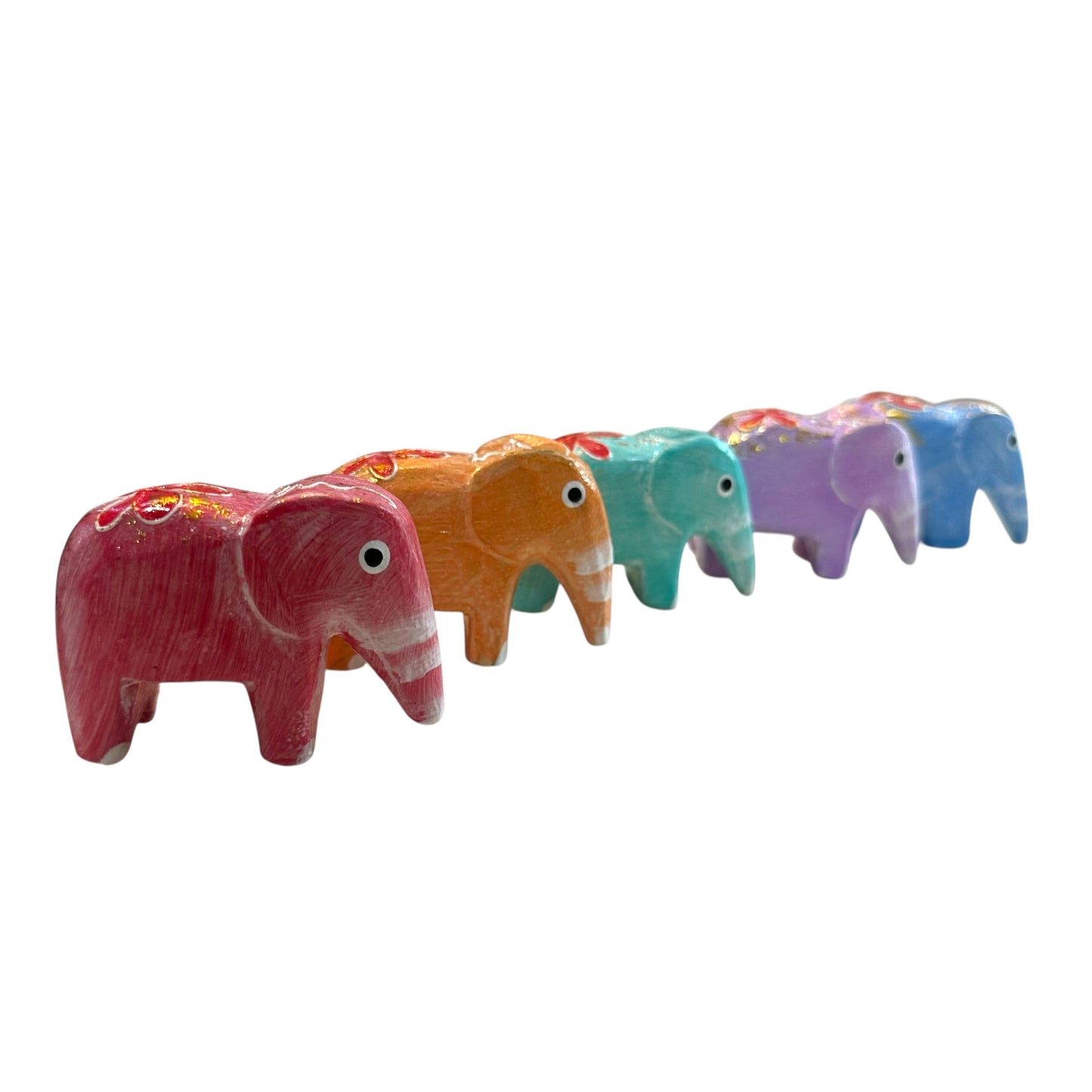 Royal Parade – Vintage Painted Elephant Figurine Set (5-Pack)