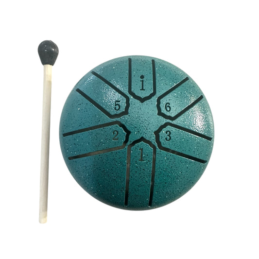 Mini Steel Rain Drum – 3-Inch Percussion Instrument with Mallet (Teal)