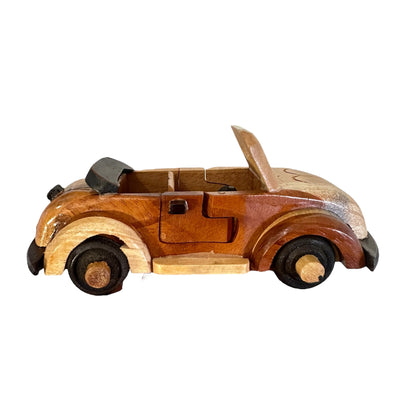 Large Vintage Wooden Convertible Car Figurine