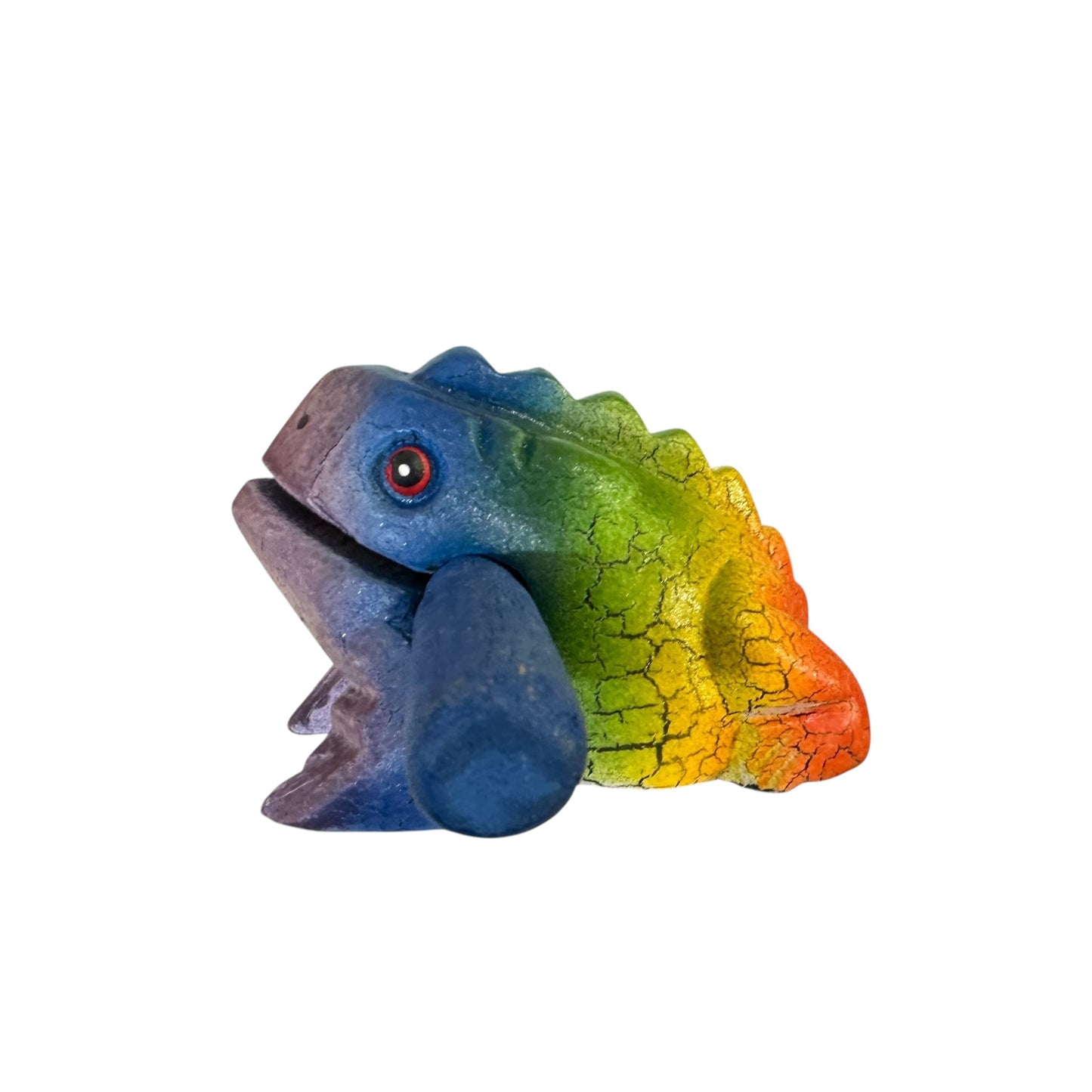 2" Wooden Musical Frog - Rainbow Design (Percussion Instrument)