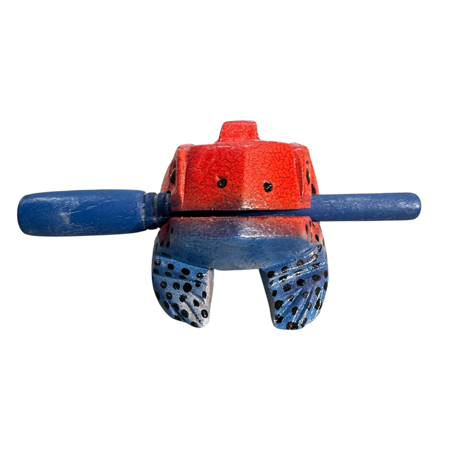 4" Wooden Musical Frog - Red Dart Design (Percussion Instrument)