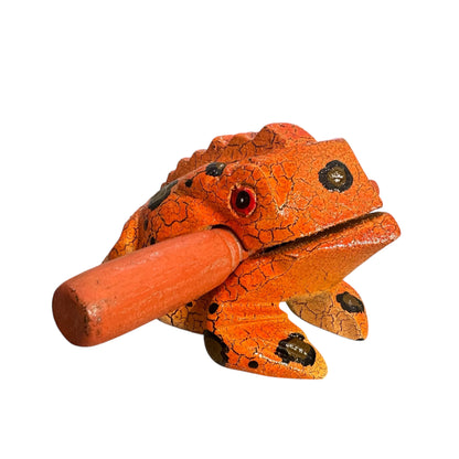 4" Large Orangy Frog Musical Frog Percussion Instrument