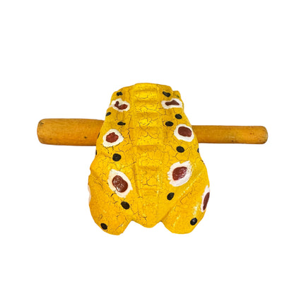 2" Wooden Musical Frog - Mustard Design (Percussion Instrument)