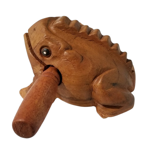 3" Wooden Musical Frog - Dark Oak Stained (Percussion Instrument)