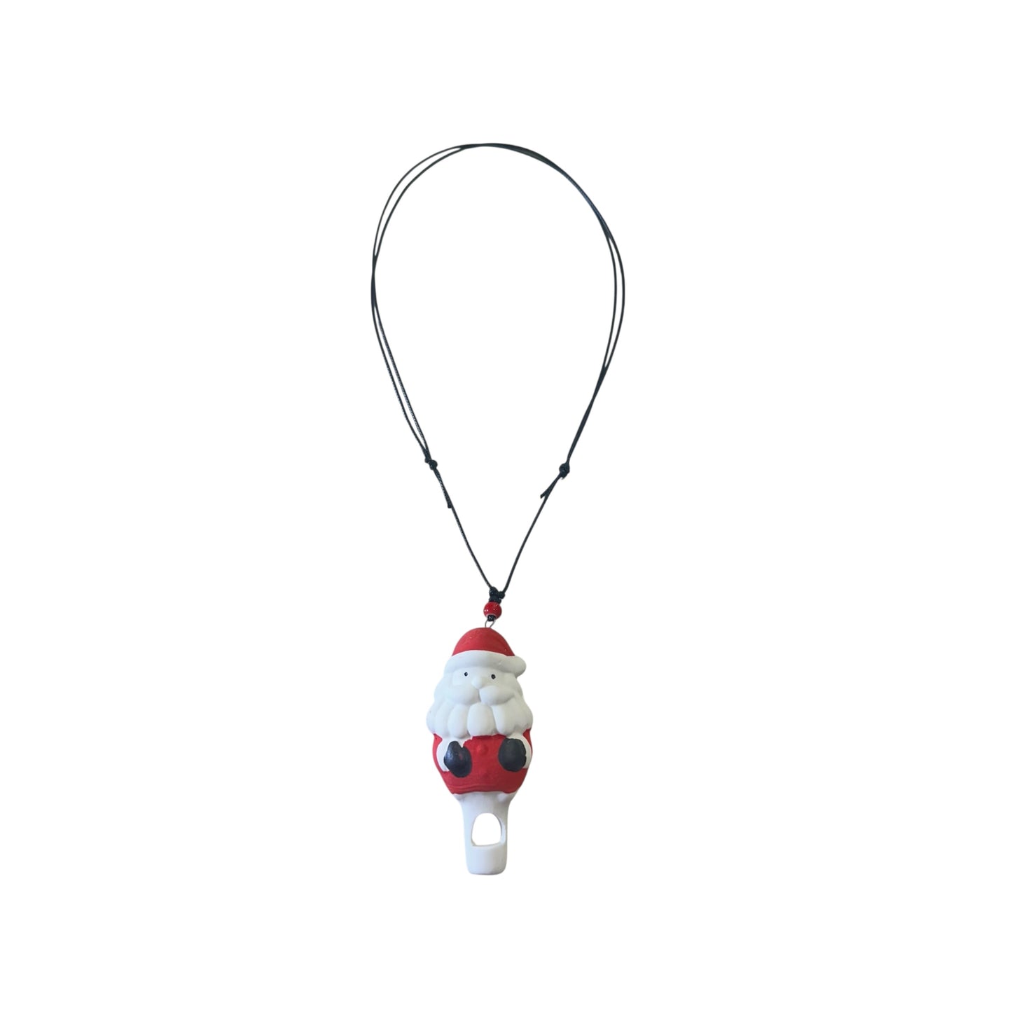 Ceramic Santa Whistle Necklace, Hand-Painted Christmas Pendant