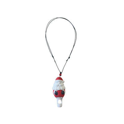 Ceramic Santa Whistle Necklace, Hand-Painted Christmas Pendant