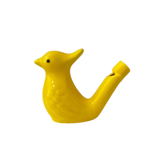 Ceramic Water Whistle Wind Instrument Yellow Crest Bird