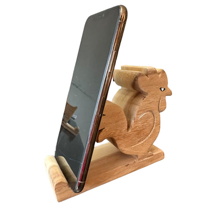 Wooden Rooster Cellphone Stand