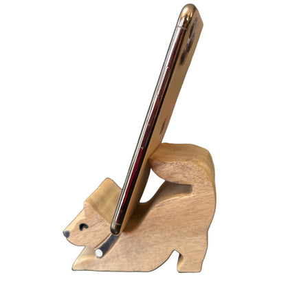 Wooden Cat Phone Holder