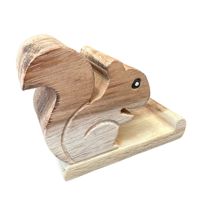 Wooden Squirrel Phone Holder