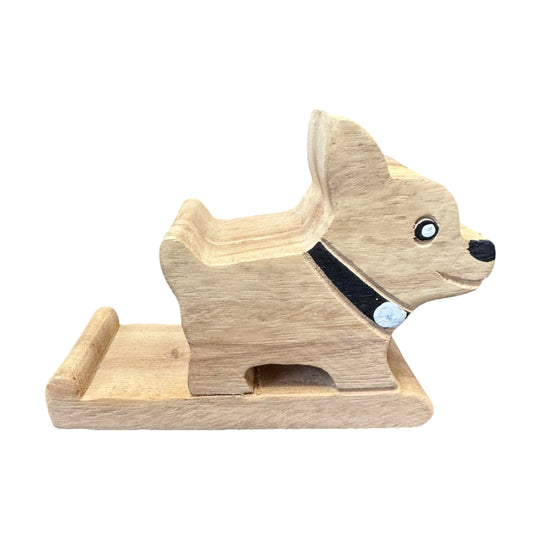 Wooden Chihuahua Phone Holder