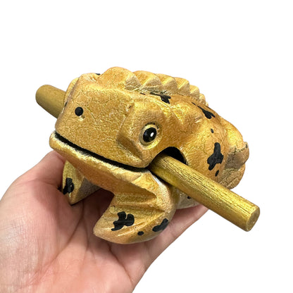 4" Large Golden Frog Musical Frog Percussion Instrument