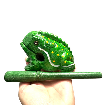 4" Large Green Leaf Frog Musical Frog Percussion Instrument