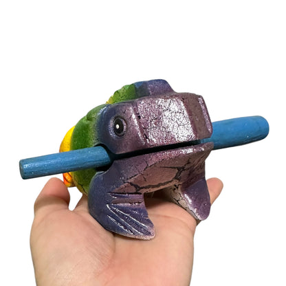 4" Large Rainbow Frog Musical Frog Percussion Instrument