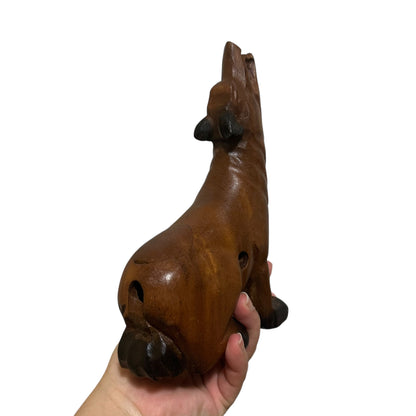 8" Dark Oak Wolf Musical Whistle Instrument