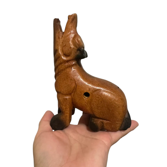 Small Dark Oak Wolf Musical Whistle Instrument