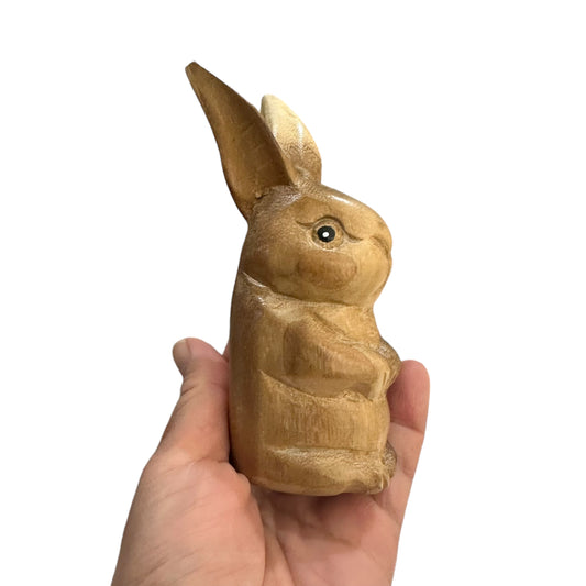 Wooden Standing Bunny Figurine Decoration