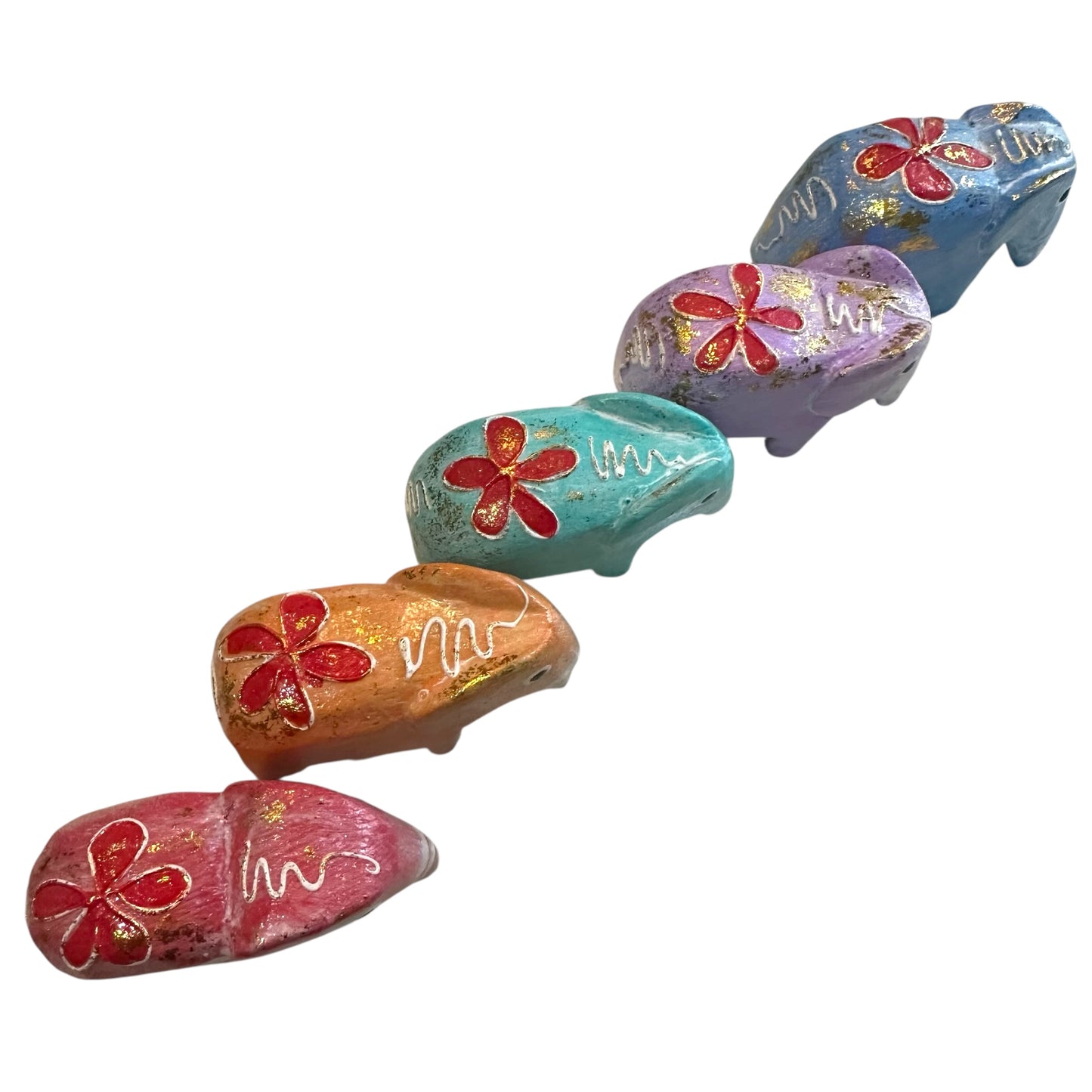 Royal Parade – Vintage Painted Elephant Figurine Set (5-Pack)