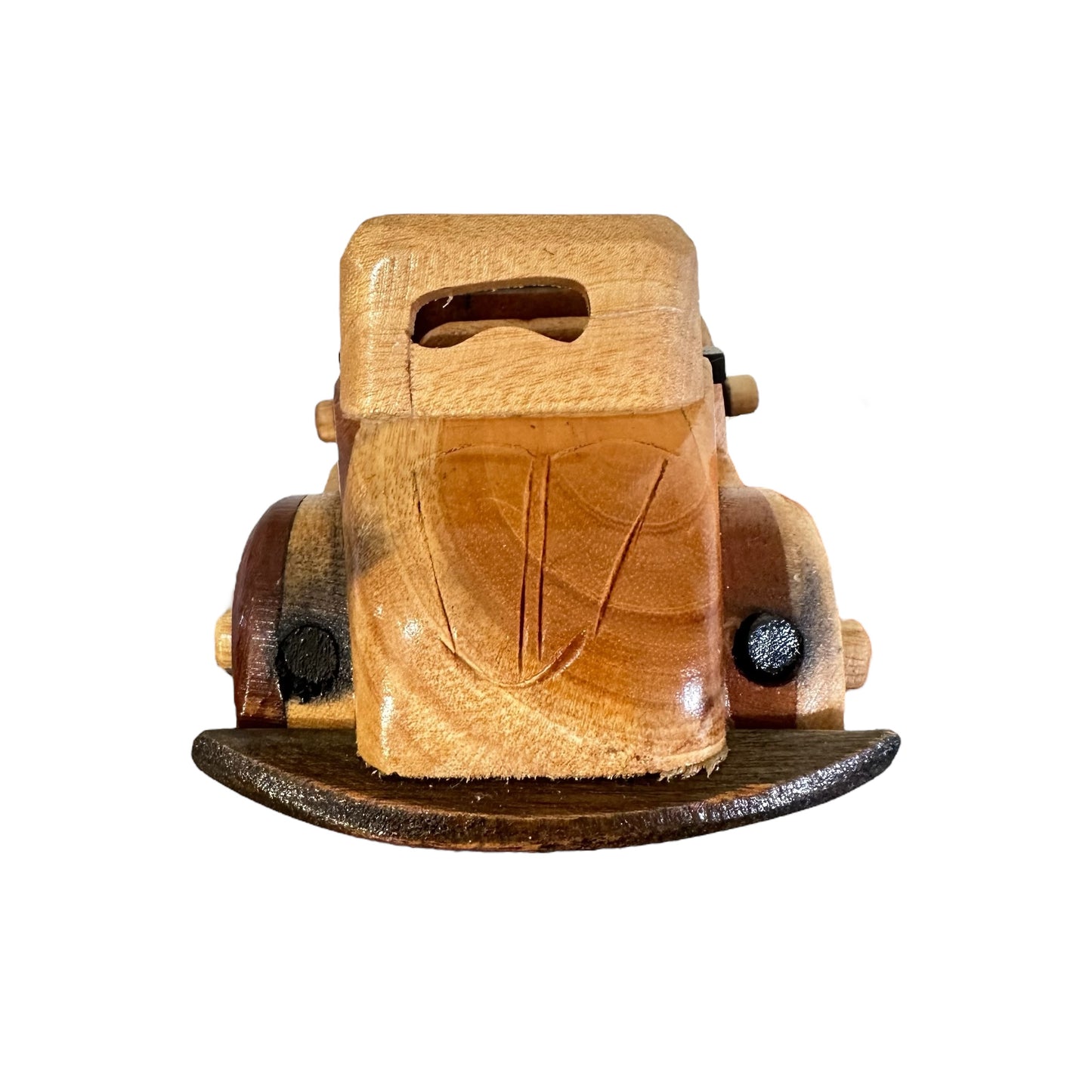 Large Vintage Wooden Convertible Car Figurine