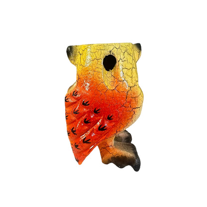 4" Yellow Bay Wooden Musical Whistle Owl  Instrument