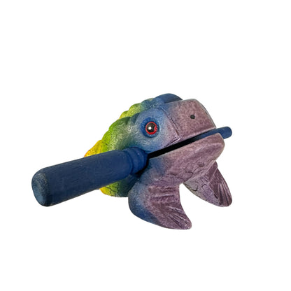 2" Wooden Musical Frog - Rainbow Design (Percussion Instrument)