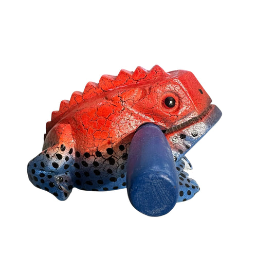 4" Wooden Musical Frog - Red Dart Design (Percussion Instrument)