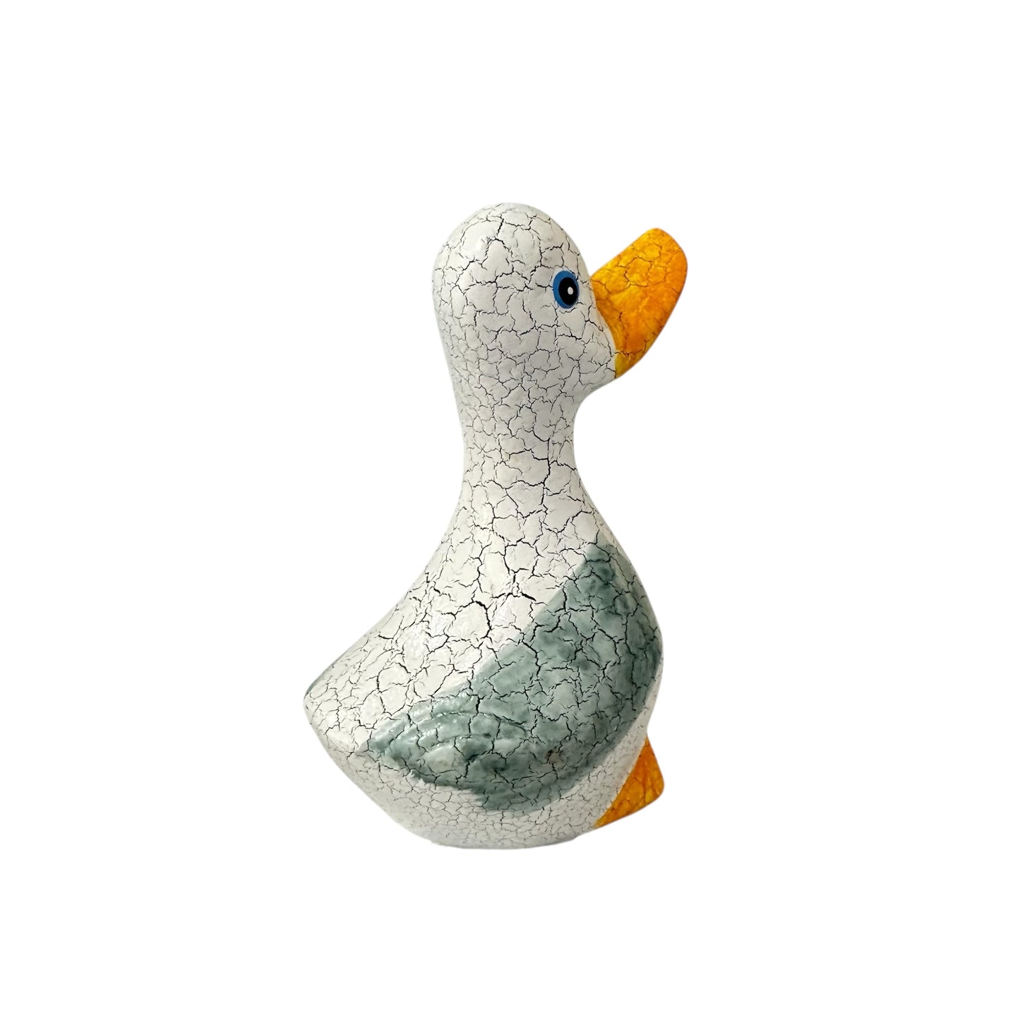 Vintage Crackle Duck – Hand-Carved Wooden Decor