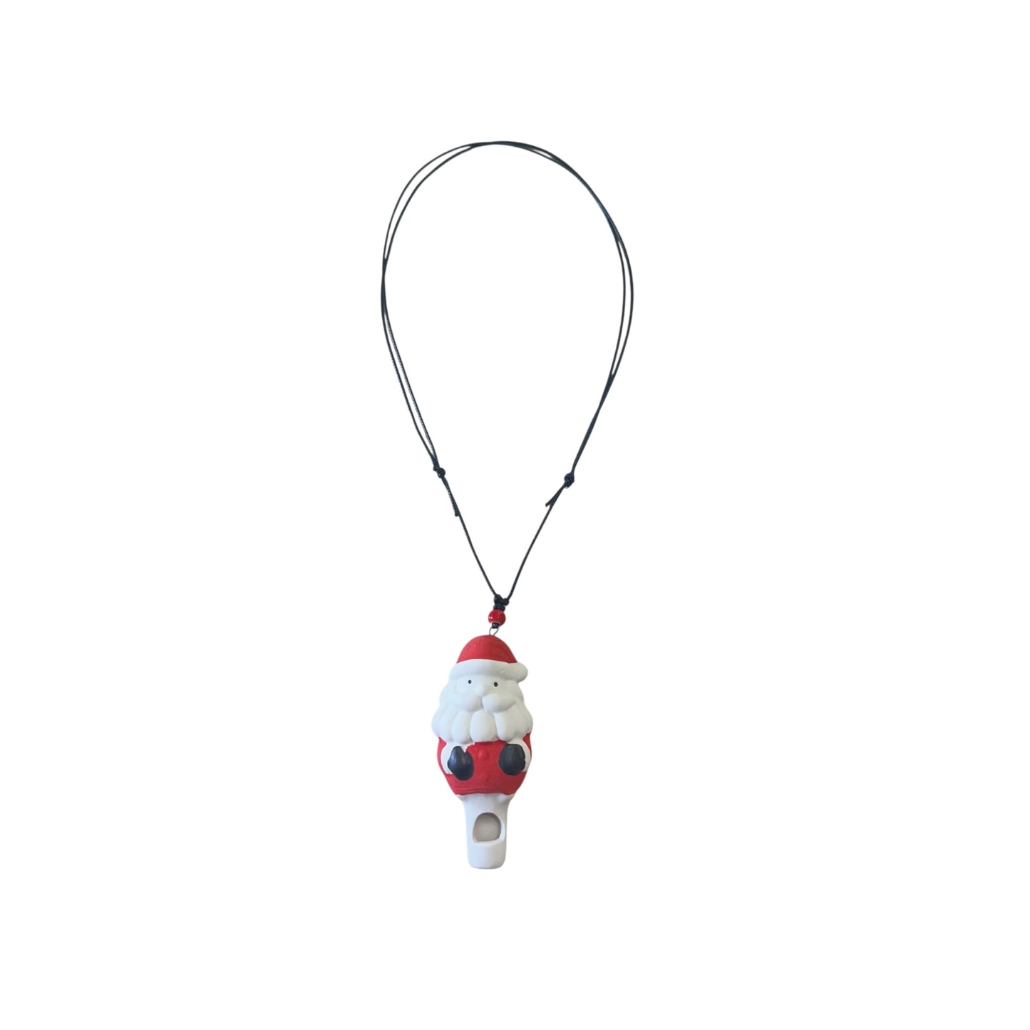 Ceramic Santa Whistle Necklace, Hand-Painted Christmas Pendant