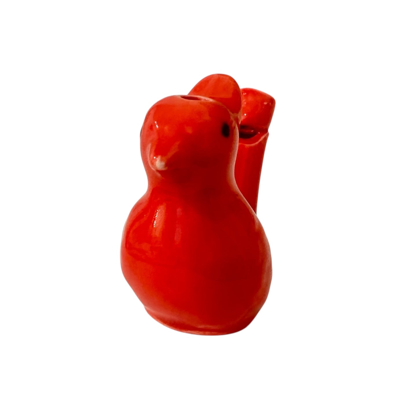 Ceramic Water Whistle Wind Instrument Red Crest Bird