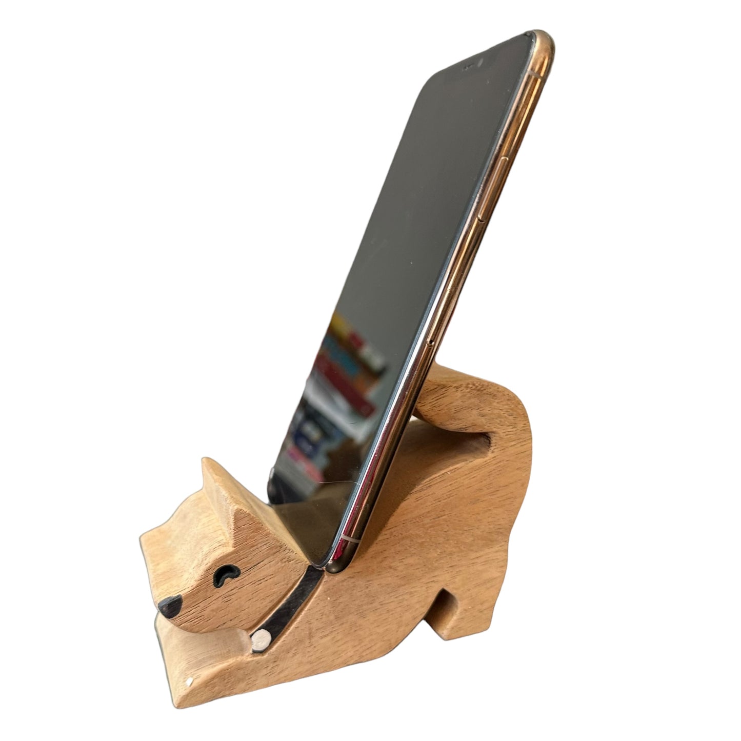 Wooden Cat Phone Holder