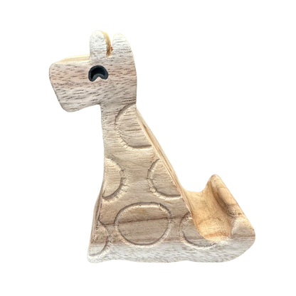 Wooden Giraffe Phone Holder