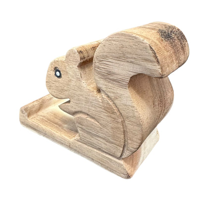 Wooden Squirrel Phone Holder