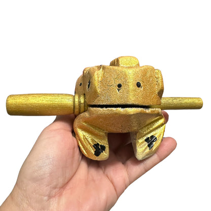 4" Large Golden Frog Musical Frog Percussion Instrument